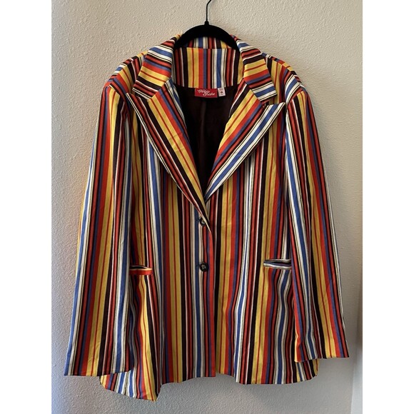The Hippie Shake Velvet Jacket Size 22 UK (fits 18 US) Striped Boho Funky Chic - Picture 1 of 9